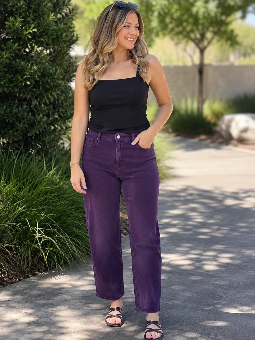 Gloria Vanderbilt Amanda Purple High Rise Jeans Size 16
